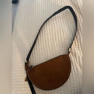 All Saints half-moon brown suede crossbody